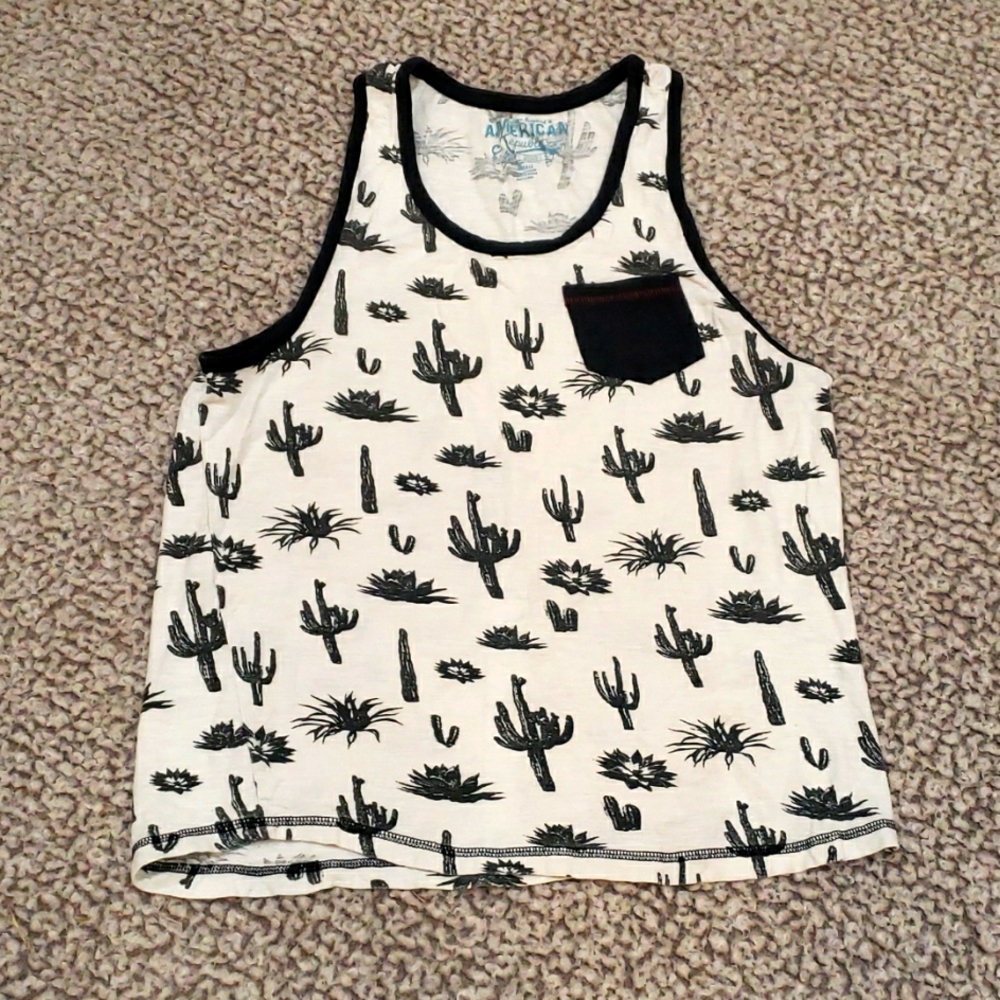American Republic Men's Tank Top Desert Cactus Print Size Small